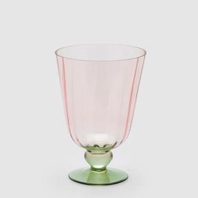 Vaso Righe EDG in vetro rosa e verde a coste 21x15 cm