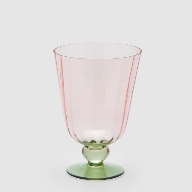 Vaso Righe EDG in vetro rosa e verde a coste 21x15 cm