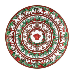 Piatto di Natale I Love Baroque Versace in porcellana decoro rosso e verde