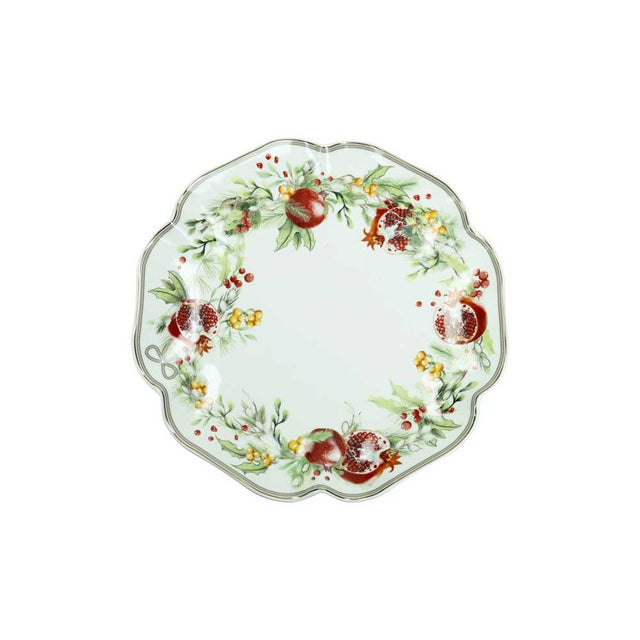 Piatto a servire Carol Brandani in porcellana bianca con bordo smerlato 30 cm