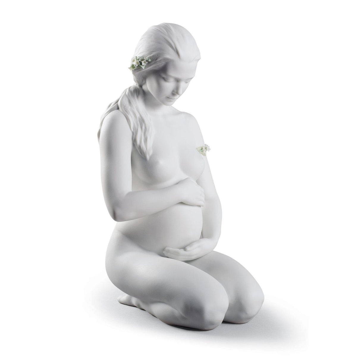 Scultura Madre Una Nuova Vita Lladrò in porcellana bianca opaca 30x16 cm
