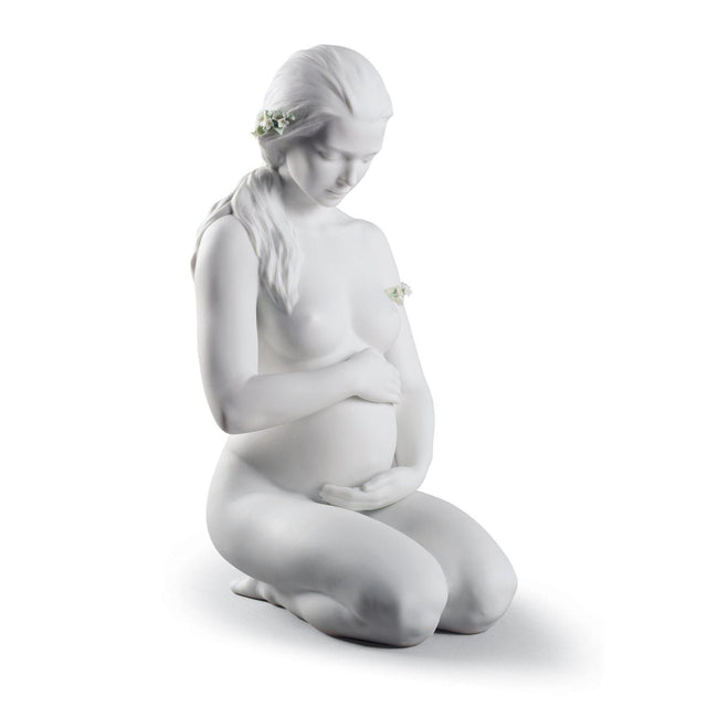 Scultura Madre Una Nuova Vita Lladrò in porcellana bianca opaca 30x16 cm