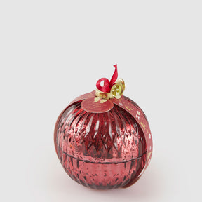 Candela sfera EDG in cera rossa natalizia diametro 11 cm