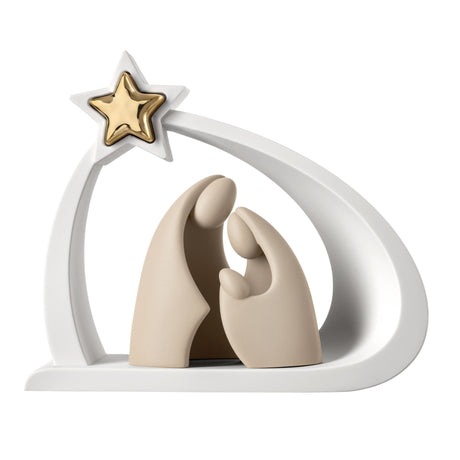 Presepe stilizzato Bongelli Preziosi in resina bianca e oro 13x11 cm