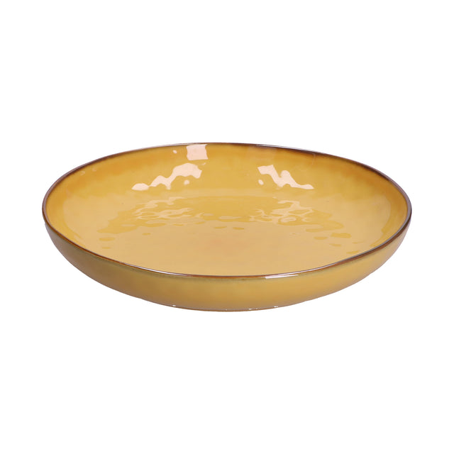 Piatto Gourmet Concerto Rose & Tulipani in stoneware ocra 30 cm
