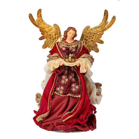 Angelo di Natale Noel in tessuto rosso altezza 36 cm