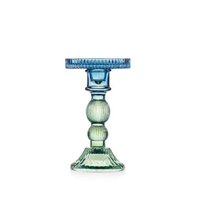 Candeliere Atena Emò Italia in vetro colorato verde e blu 18 cm