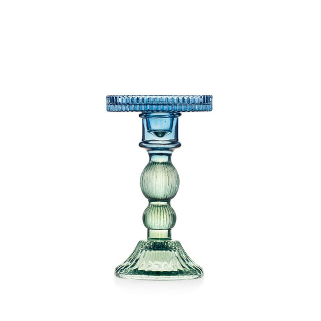 Candeliere Atena Emò Italia in vetro colorato verde e blu 18 cm