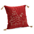Cuscino natalizio Herbert Bizzotto in velluto bordeaux con frange 45x45 cm