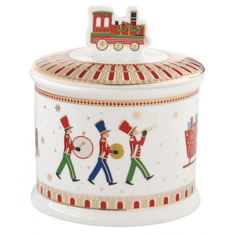 Biscottiera Polar Express Easy Life in porcellana decorata 14x16,5 cm