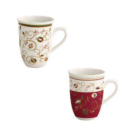 Set 2 mug Tempo di Festa Brandani in porcellana con decori natalizi