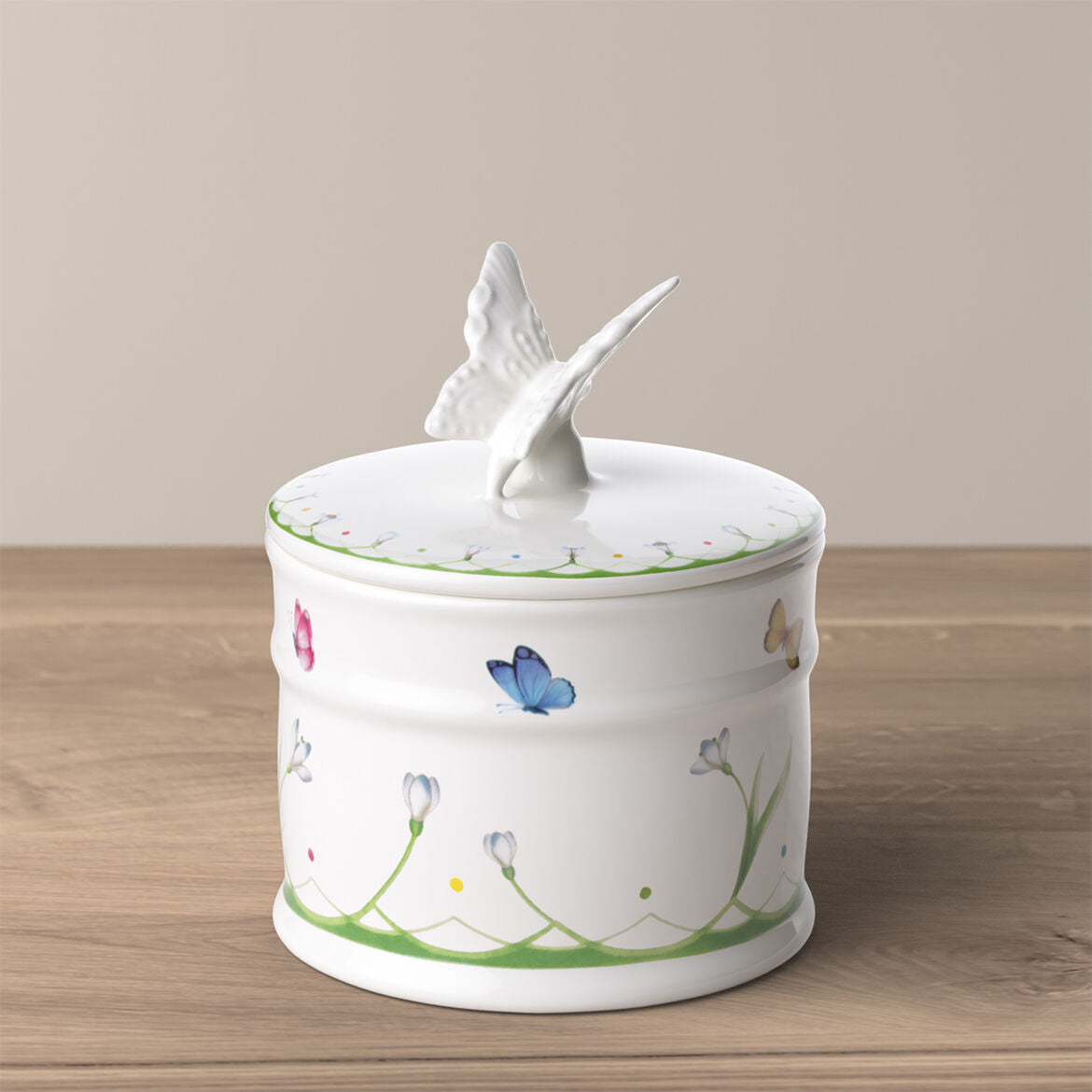 Barattolo con farfalla Villeroy & Boch in porcellana decorata 11 cm