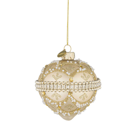 Addobbo trottola Bizzotto in vetro color champagne 10 cm