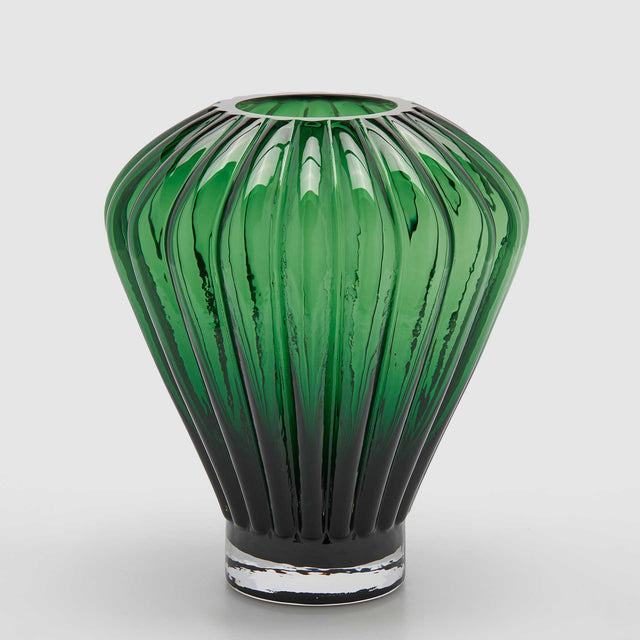 Vaso Diamante EDG in vetro verde smeraldo sfaccettato 35x30 cm