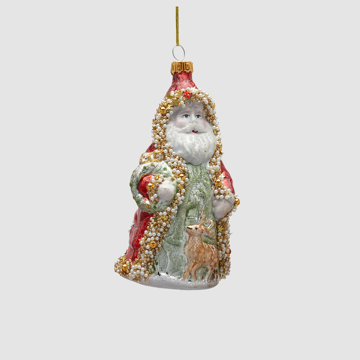 Decorazione Babbo Natale EDG in vetro soffiato verde 15 cm