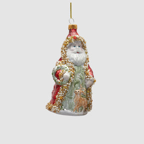 Decorazione Babbo Natale EDG in vetro soffiato verde 15 cm