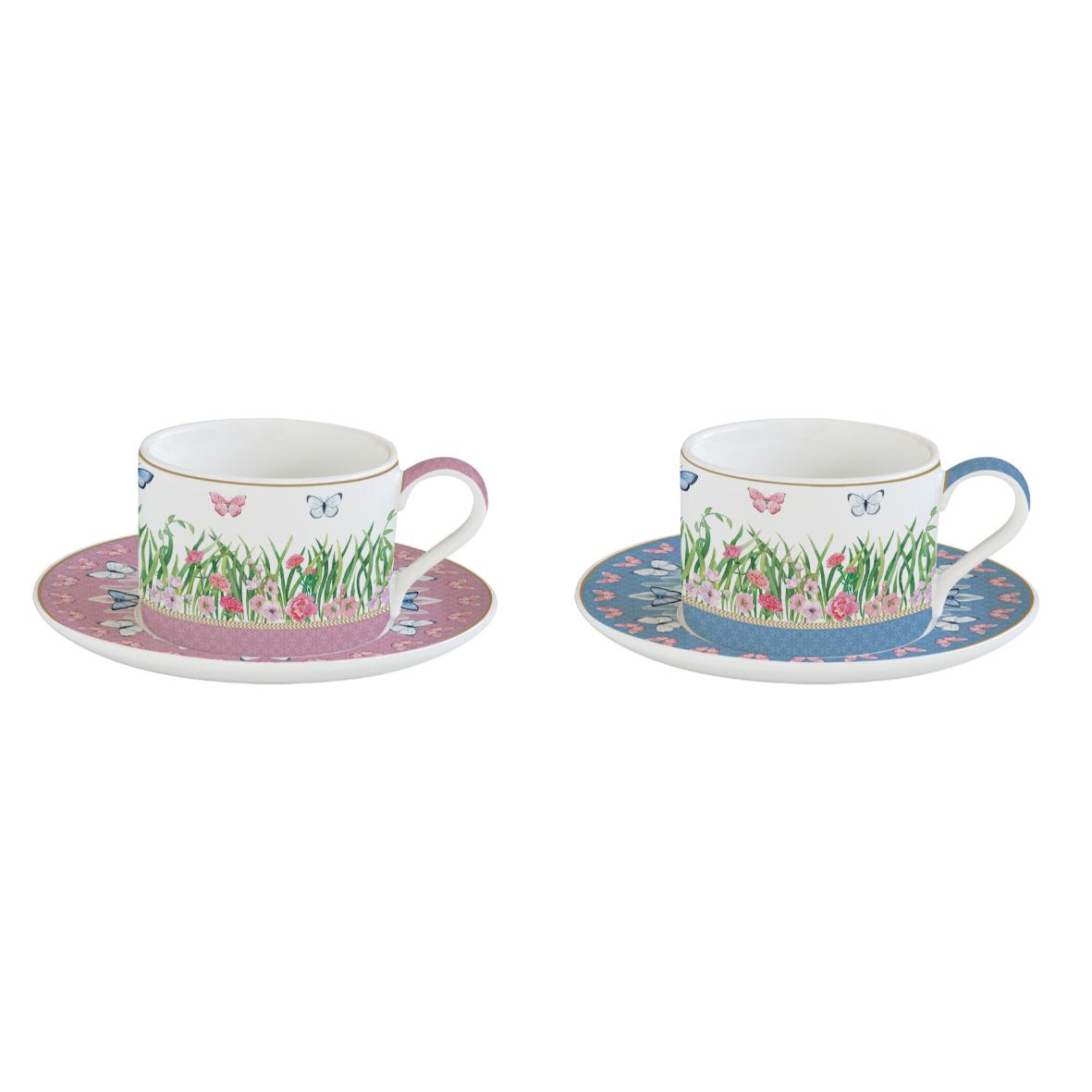 Set 2 tazze tè Spring Parade Easy Life in porcellana decoro floreale 240 ml