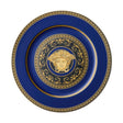 Piatto segnaposto Versace Medusa Blau in porcellana blu e oro 30 cm