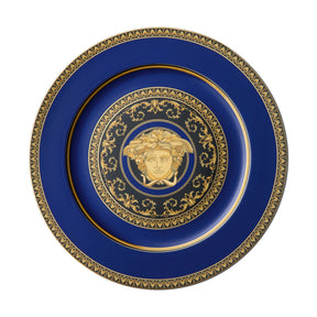 Piatto segnaposto Versace Medusa Blau in porcellana blu e oro 30 cm