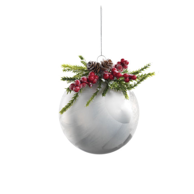 Sfera per albero di Natale Mascagni Casa in vetro bianco 10 cm