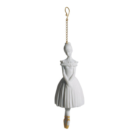 Ornamento Ballerina Lladrò in porcellana opaca con dettagli dorati 17x5 cm