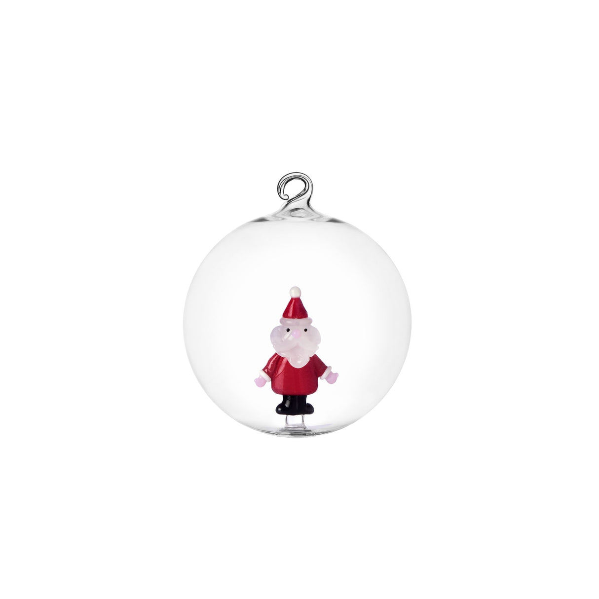 Pallina di Natale Ichendorf in vetro con decoro Babbo Natale 8 cm