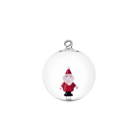 Pallina di Natale Ichendorf in vetro con decoro Babbo Natale 8 cm