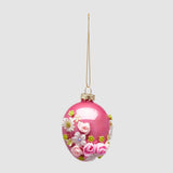 Uovo pasquale EDG in vetro con decoro rose in rilievo 8 cm