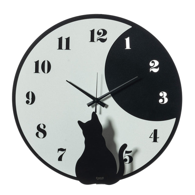 Orologio da parete Moon Whiskers Arti & Mestieri in metallo design gatto