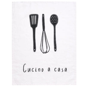 Canovaccio Cucina A Casa Simple Day in lino bianco 50x68 cm