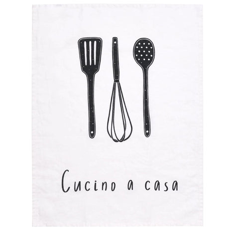 Canovaccio Cucina A Casa Simple Day in lino bianco 50x68 cm