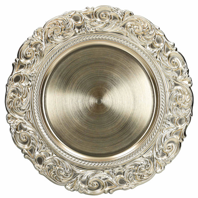 Sottopiatto Barocco Brandani in polipropilene color oro 35 cm 4 pezzi