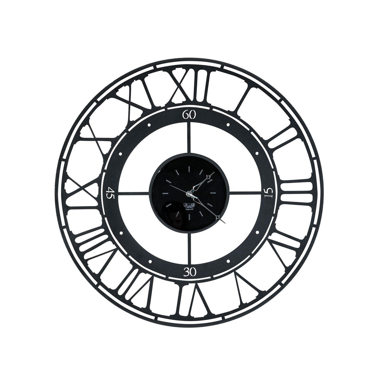 Orologio da parete Koros 70 Arti e Mestieri in metallo nero design moderno