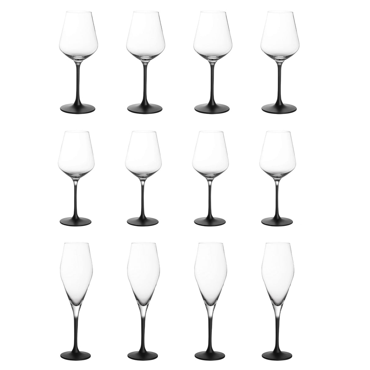 Set 12 calici vino Villeroy & Boch Manufacture Rock in cristallo nero