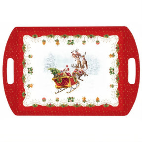 Vassoio rettangolare Easy Life in melamina decoro Babbo Natale 50x35 cm
