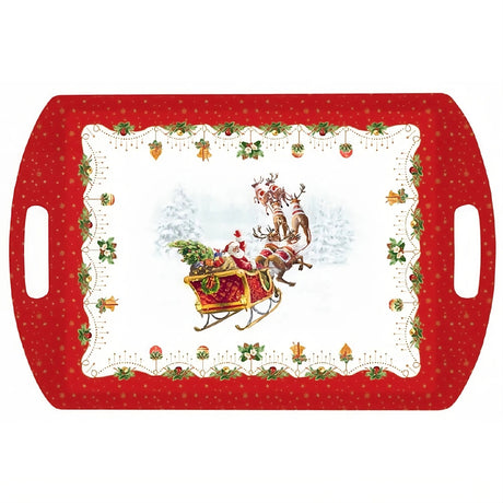 Vassoio rettangolare Easy Life in melamina decoro Babbo Natale 50x35 cm
