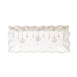 Vassoio rettangolare Easy Life in porcellana con decori natalizi oro 40x18 cm