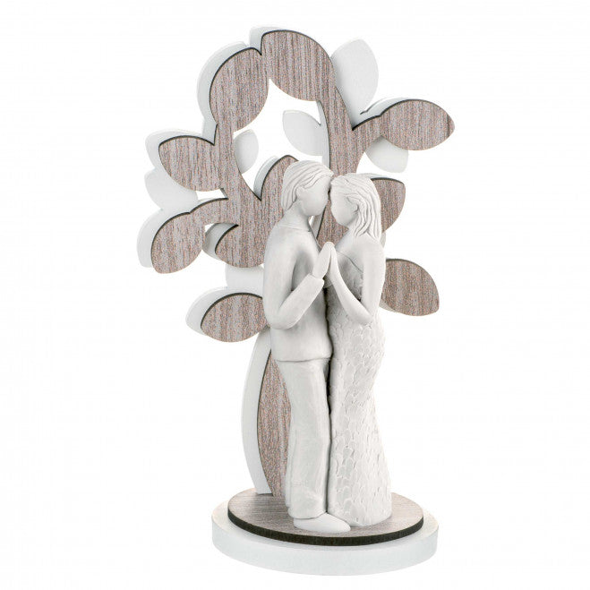 Scultura Innamorati Albero della Vita Bongelli in legno 24 cm