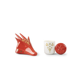 Set Il Dragone Lladrò in porcellana con decori dorati 13x24 cm