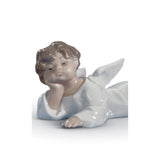 LLADRO' Figure Figurine Lying Angel Christmas Decoration 14cm Porcelain