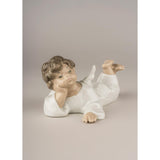 LLADRO' Figure Figurine Lying Angel Christmas Decoration 14cm Porcelain