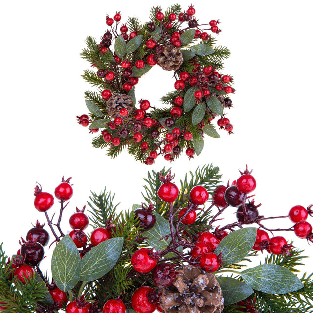 Ghirlanda natalizia Bianchi Dino con bacche rosse diametro 36 cm