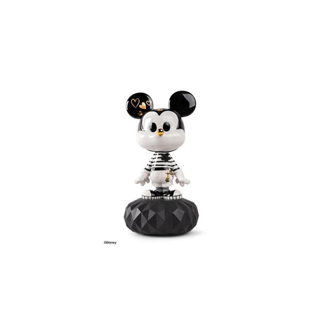Scultura Topolino Lladrò in porcellana decorata bianco e nero 31x17 cm