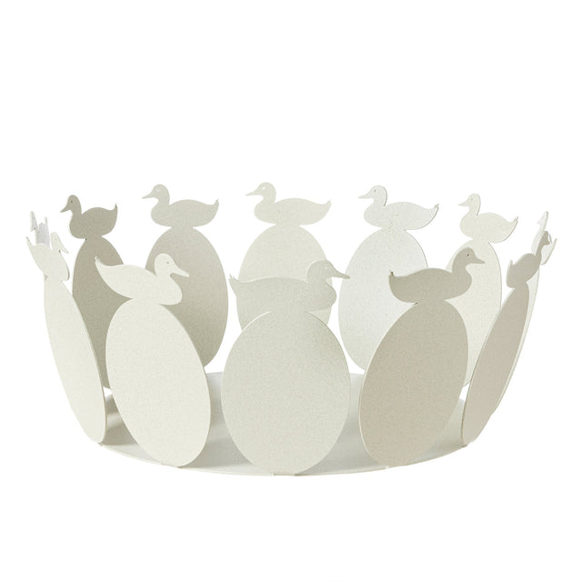 Centrotavola Duck Arti & Mestieri in ferro colore avorio 13,5x31 cm