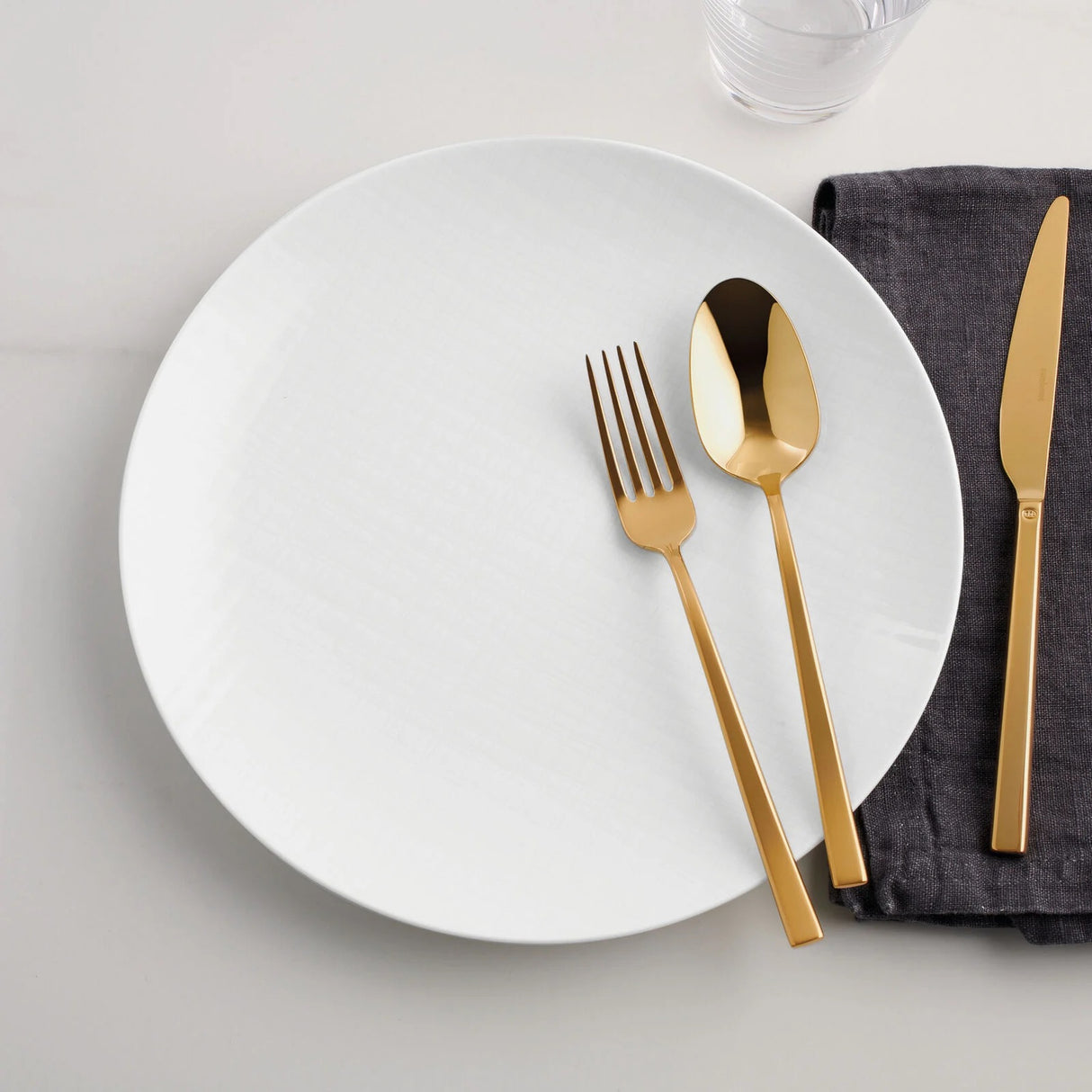 SOMBONET Rock Gold Table Service Cutlery 24 Pieces Gold PVD Stainless Steel 52762G81