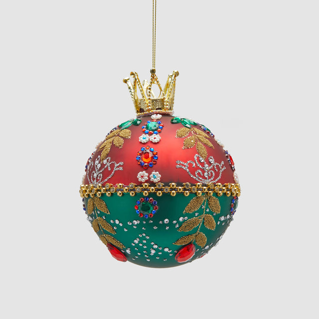 Pallina di Natale EDG in vetro verde stile boheme 13x10 cm