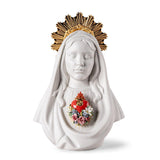 Scultura Cuore Immacolato di Maria Lladrò in porcellana bianca opaca 40x28 cm