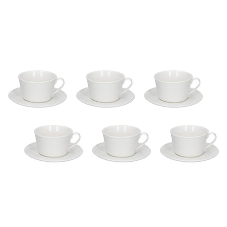 Set 6 tazze tè Bosco La Porcellana Bianca in porcellana con rilievi 180ml