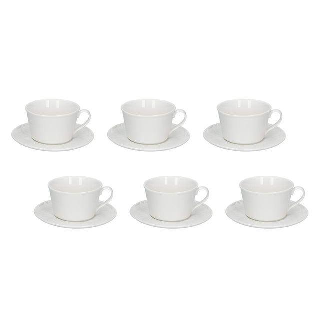 Set 6 tazze tè Bosco La Porcellana Bianca in porcellana con rilievi 180ml