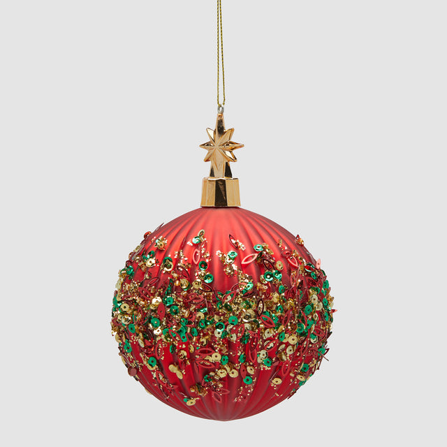 Pallina di Natale EDG Mille Perle in vetro rosso 10 cm